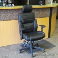 Black Leather High Back Adjustable Task Chair with Head Rest